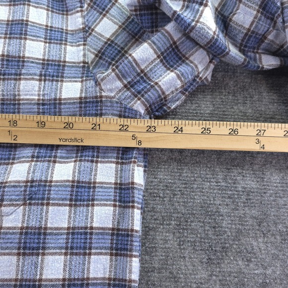 Orvis Luxury Flannel Shirt Large Blue Check Long Sleeve Button Down Cotton - Picture 5 of 8